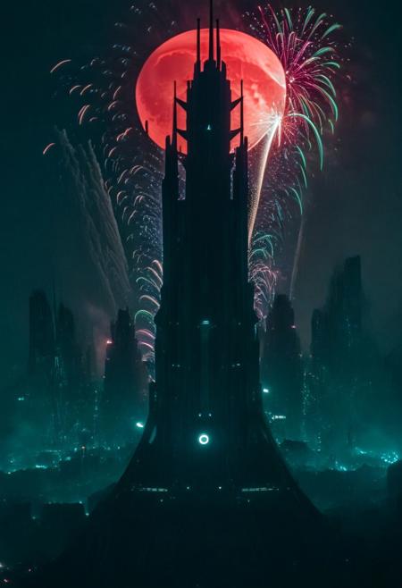 BREAK
()Hyoer Realistic:2.0)Polaroid picture (Cyberpunk future theme:1.37) (Santorini,Greece sunrise:) 
BREAK Lunar eclipse,  futuristic metropolis, (Cyberpunk future theme, tall energy towers,celebratory fireworks :1.37)