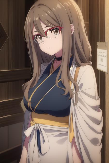 mizukinakahara, <lora:mizukinakaharas1-lora-nochekaiser:1>, 
mizuki nakahara, long hair, brown hair, (brown eyes:1.5), glasses, red-framed eyewear,
BREAK japanese clothes, choker, kimono, apron, black choker, waist apron, green kimono,
BREAK indoors, cafe, restaurant,
BREAK looking at viewer, (cowboy shot:1.5),
BREAK <lyco:GoodHands-beta2:1>, (masterpiece:1.2), best quality, high resolution, unity 8k wallpaper, (illustration:0.8), (beautiful detailed eyes:1.6), extremely detailed face, perfect lighting, extremely detailed CG, (perfect hands, perfect anatomy),