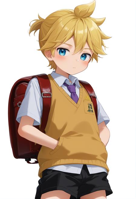 score_9,score_8_up,score_7_up, kagamine len,ahoge,blonde hair,blue eyes,