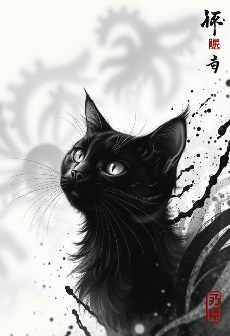 masterpiece, ultra-HD, very aesthetic, 8K, high detail, depth of field, score_9, score_8_up, 
BREAK
detailed background, dynamic background, 
BREAK
ink splash, panoramic view, Flowing, dynamic feel, dynamic scene, monochrome, cat, 
BREAK
<lora:wasabi_natsume_style_r1:0.8>, <lora:nest virgo_illustriousXL:0.6>, <lora:ka_marukogedago:0.6>, <lora:DetailedEyes_V3:0.8>, <lora:NEGATIVE_HANDS:1>, <lora:RavenScript :0.8>, <lora:ink-style_A3.1_XL:0.6>,