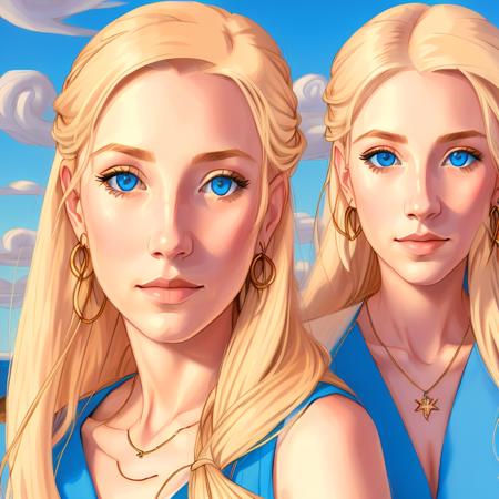 <lora:mi3:0.8> portrait of a woman with long blonde hair and blue eyes