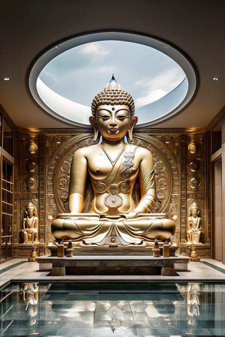 <lora:JJsFuturismStyle_Interior:.7> <lora:JJsBudha_Statue:.1>, ((Futurism Interior)), Budha Statue, indoor,((best quality)),((masterpiece)),((realistic)), sky light,
RAW photo, subject, 8k uhd, dslr, soft lighting, high quality, film grain, Fujifilm XT3, 
, photorealistic, scenery,  real world location,   <lora:add_detail:-1>