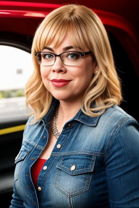Kirsten Vangsness, chica Ferrari, Photorealistic, Hyperrealistic, Hyperdetailed