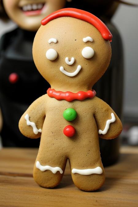 Masterpiece, best quality, 1girl, Gingerbread_Man, food, cookie, food focus,