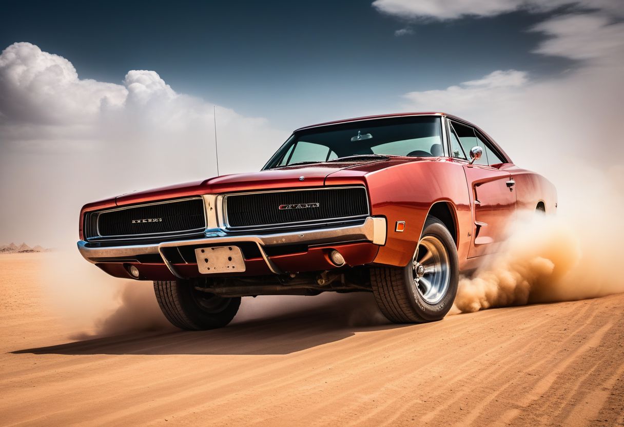 cinematic photo of dodge Charger 1968, magnificent three pyramids of Giza appear clearly, charm, highly detailed car, Professional lighting, full of life, Lively and energetic, 8K, rays of sun flow beyond heavy clouds, HDR, Fast & Furious movie, motion blur, moving tires, Cinematic Shot, Cinematic Lighting, amazing world, pure perfection, Need For Speed, wide angle exterior background, drifting, nebula horizon.