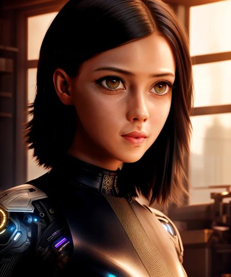 a sci-fi cyborg girl, artstation, uhd, hdr, cinematic <lora:Alita:1>