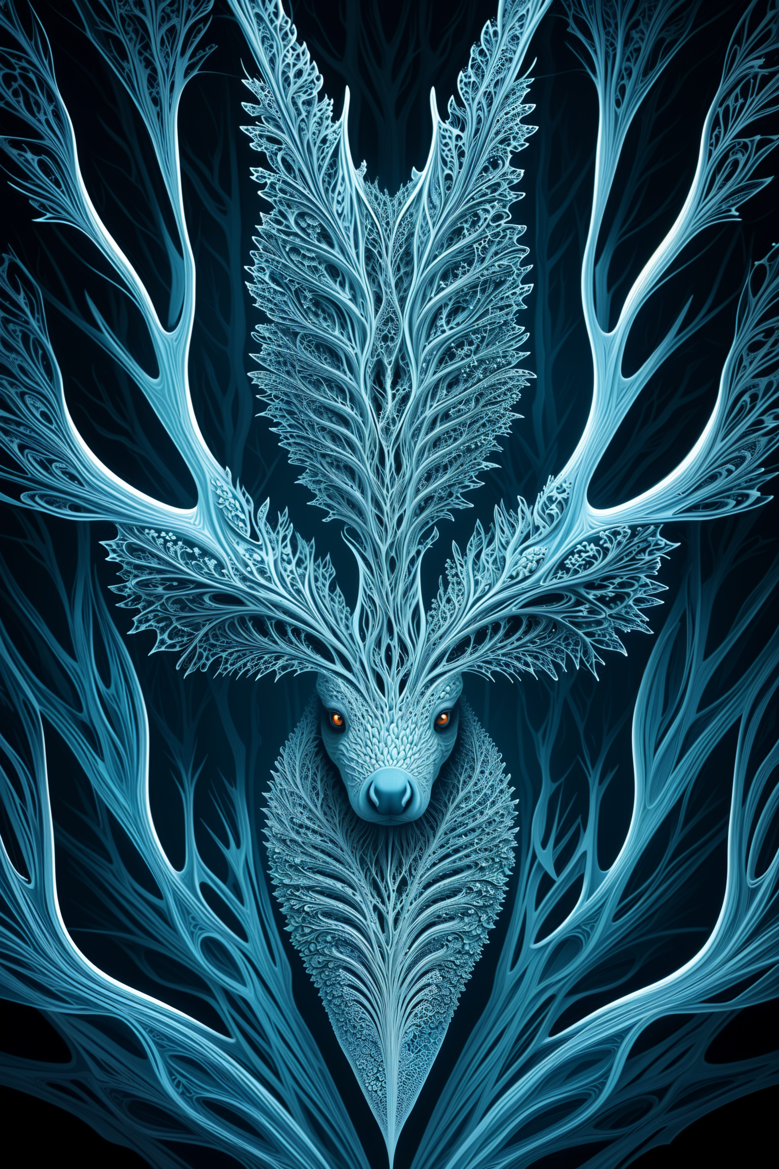 masterpiece, best quality, (realistic, highly detailed), fractal forest animal
