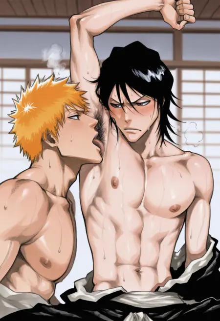 sniffing and licking armpit