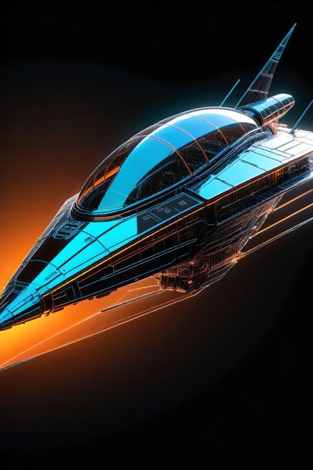 <lora:World_of_Glass_Filament:0.8>, w0gf1, a highly advanced sci-fi alien spacecraft, huge, long, angular, it's hull alternates between plain metal plates and panels made of tiny neon glass filaments, in orbit around a strange alien planet,