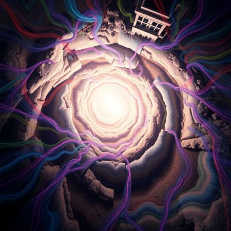 psychedelic vortex ,a bright light in the middle, in soace