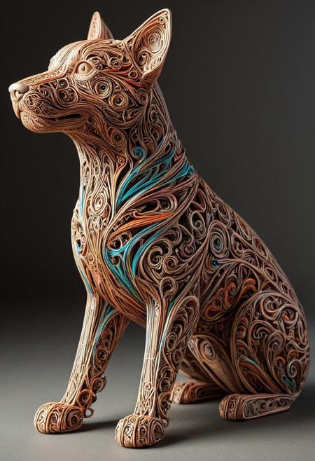 WhiteMold
award winning 3d printingillustration of a funky toydog and a funky toy cat, intricate details, beautiful composition