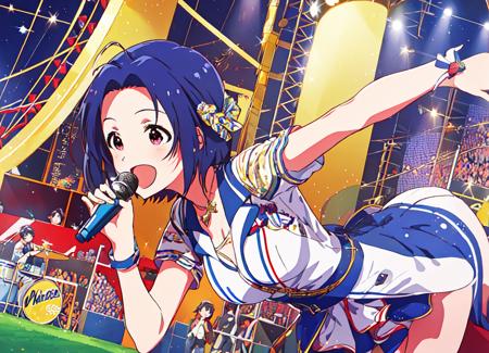 <lora:miura azusa:0.8>,miura azusa,masterpiece,best quality,super fine illustration,1girl,idol,sing and dance,;d,