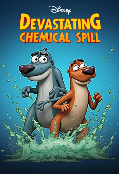 Poster for the CGI Film "Devastating Chemical Spill" by Pixar.
