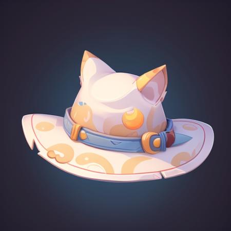 game icon institute,game icon,(The image is an A sun hat),Cat ears, beautiful patterns, stylish, still life, game icon, official art, well-structured, HD, 2d, game item icon, future style, (white background). <lora:game icon institute-mz:0.6>