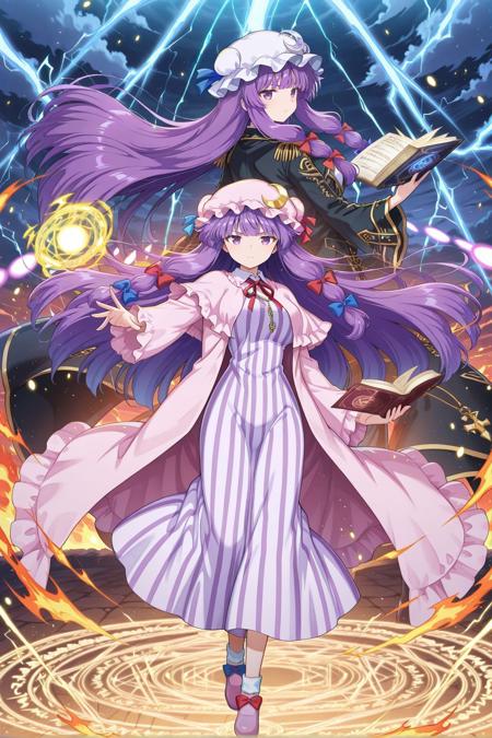 Patchouli Knowledge (Touhou Project), Patchouli (Loyal Elemental Magician)  & Patchouli (White Magic of the Great Library) Illustrious V2