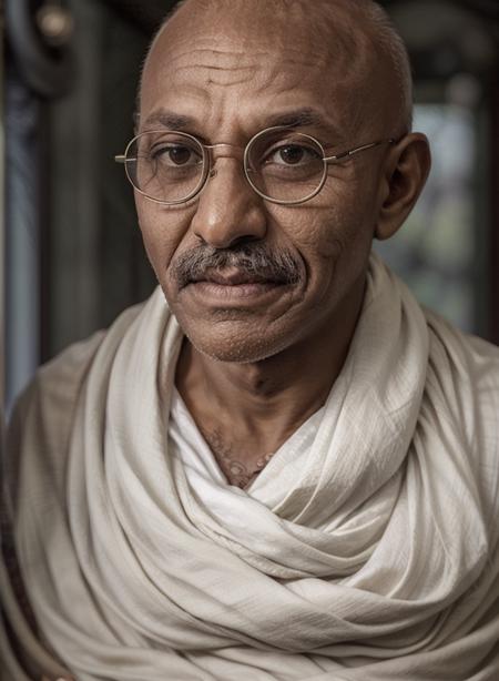 mahgahi1 Photography mahgahi1, solo, 1man, upper body, male focus, glasses, dark skin, blurry, blurry background, facial hair, own hands together, realistic, round eyewear, mustache, bald