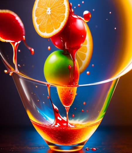 abstract, photorealistic, Food fruit LIQUID SPLASH, 3D BEEPLE STYLE, 8 k, 32 k, HDR, realistic,