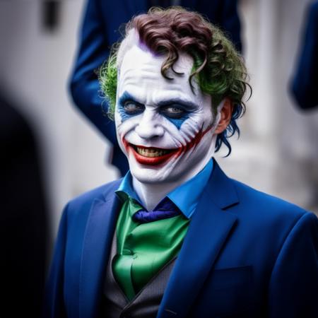 man dressed like (The Joker:1), front photo, 8k, high detailed<lora:kichi-10:1>