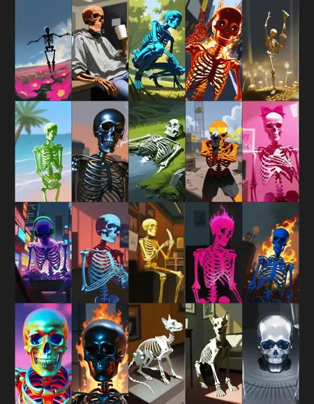 More skeletons | Colorful skeletons | NoobAI