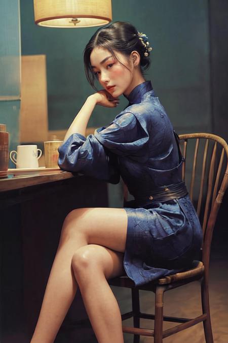 <lora:WongKarWai:1.5> , a woman sitting on a chair with her head down and her legs crossed, WongKarWai sytle, qipao, cinematic lighting, ultra realistic, elegant, best quality,((intricate)), ((highly detailed)), depth of field, ((professionally color graded)),  portrait photograph, real person, HD, 8k, RAW photo,Canon DSLR,50mm,f/4