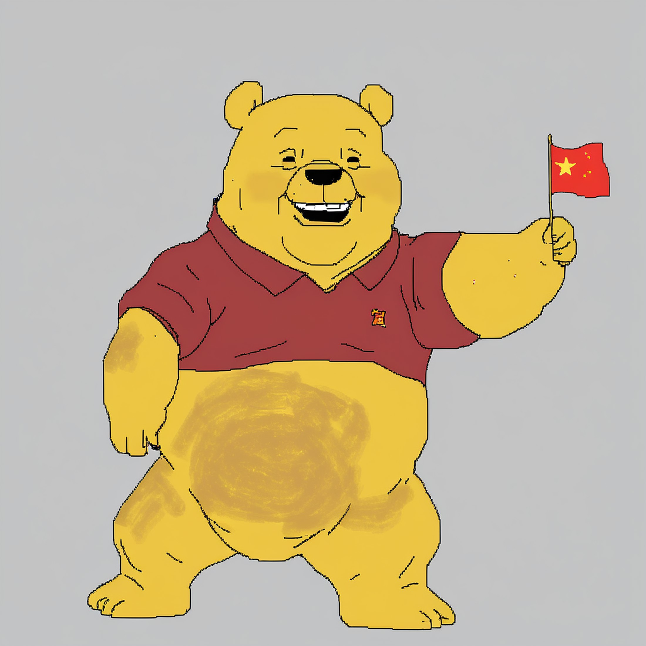 (Xi Jinping winnie the poo bear), (mspaint, ms paint drawing), (bad quality, bad artist)