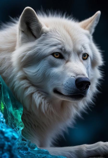 aurora borealis and arctic wolf, 
Miki Asai Macro photography, 
close-up, 
hyper detailed, 
trending on artstation, 
sharp focus, 
studio photo, 
intricate details, 
highly detailed, 
by greg rutkowski