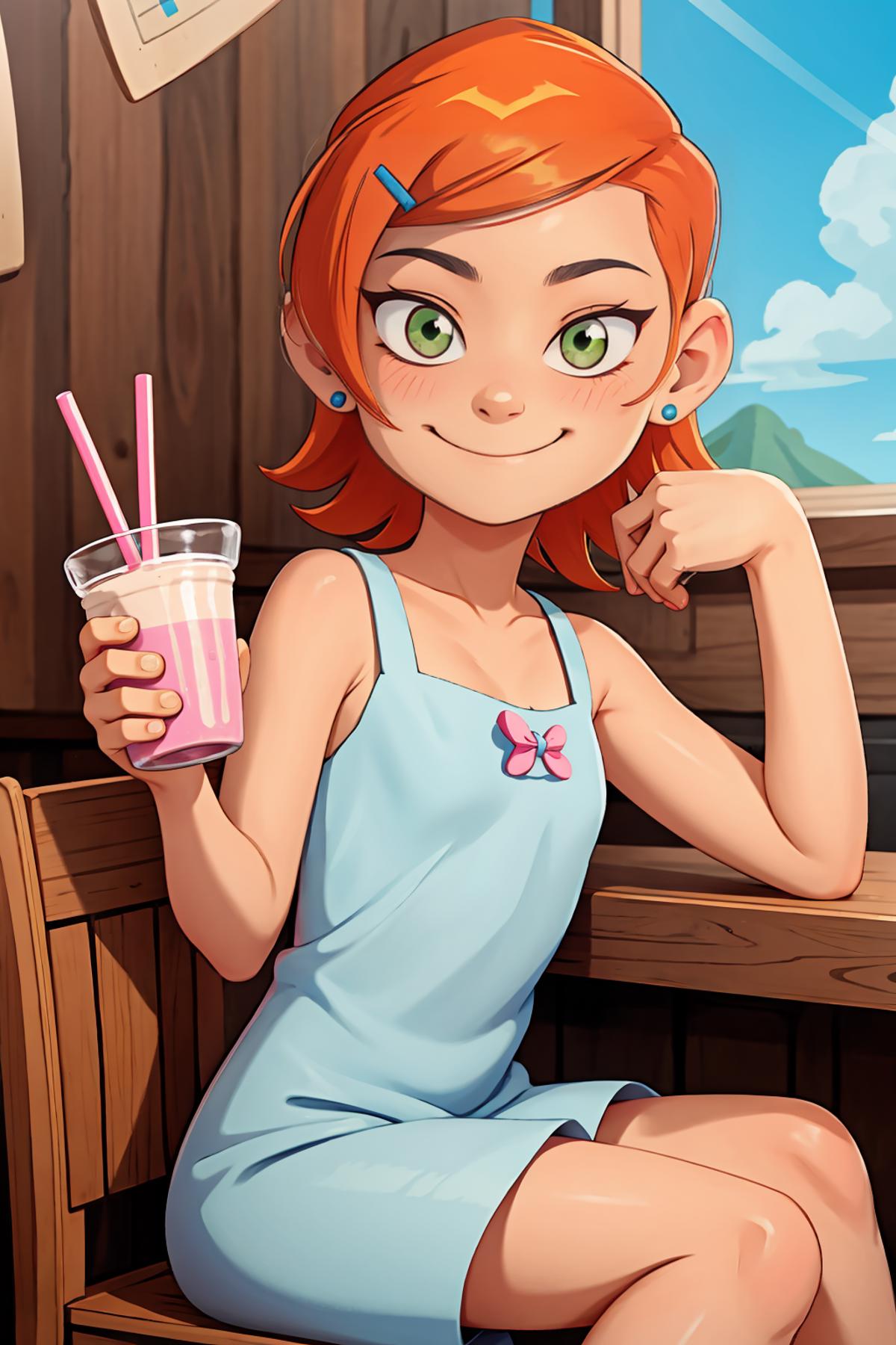 Little Girl Smiling and Drinking a Milkshake