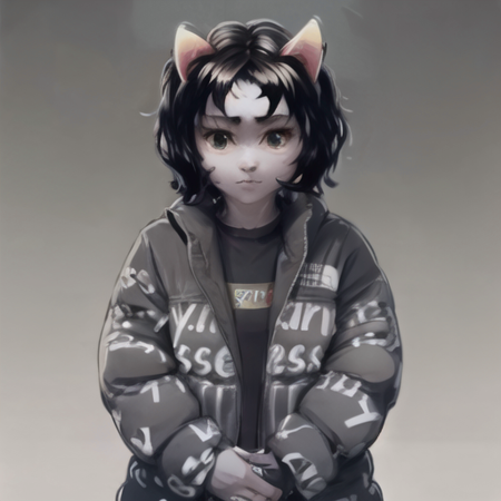 <lora:attire_dripmeme-10:0.8> dripjacket, own hands together, solo, 1girl,  <lora:nepeta-28:0.8> nepeta