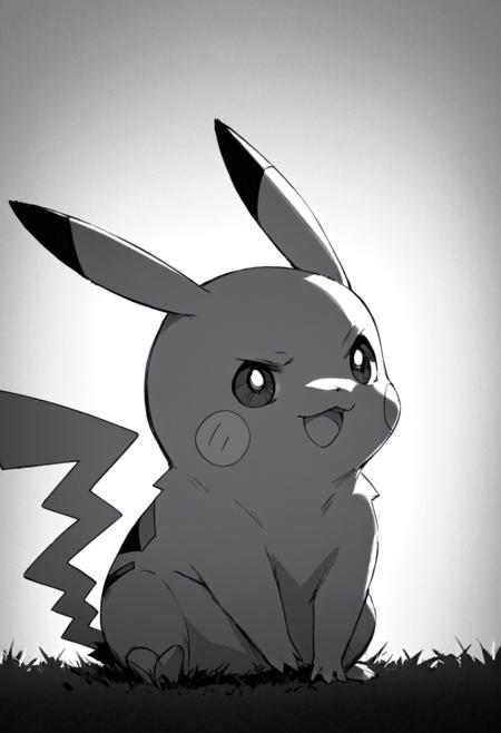 <lora:karsh_style_1-000008:1> monochrome karsh style, pikachu sitting optimistically looking into the distance, close shot