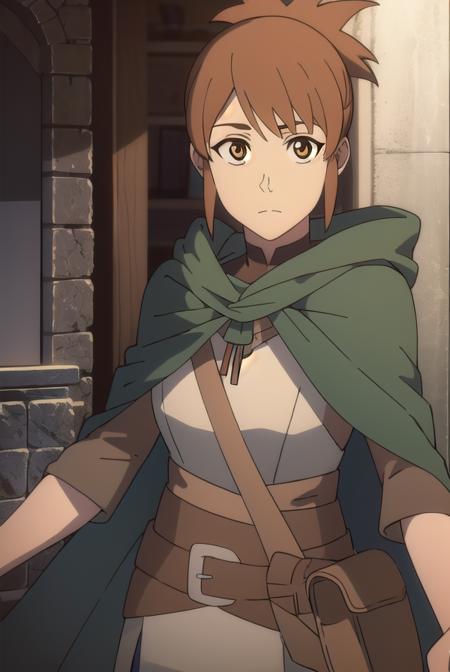 dotamarci, <lora:marcitest:1>,
marci, bangs, brown hair, (brown eyes:1.5), ponytail, short ponytail,
BREAK belt, cape, armor, cloak, pouch, brown belt, belt pouch,
BREAK looking at viewer,
BREAK outdoors, 
BREAK <lora:GoodHands-vanilla:1>, (masterpiece:1.2), best quality, high resolution, unity 8k wallpaper, (illustration:0.8), (beautiful detailed eyes:1.6), extremely detailed face, perfect lighting, extremely detailed CG, (perfect hands, perfect anatomy),