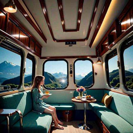 (1girl,  sitting in a train compartment :1.5),  (zoya,  train_compartment ), 
Dining table,  meals,  flowers,  blankets,  pillows,  wine glasses,  plates,  table lamps,<lora:EMS-266663-EMS:0.800000>,<lora:EMS-179-EMS:0.200000>,<lora:EMS-265871-EMS:0.500000>