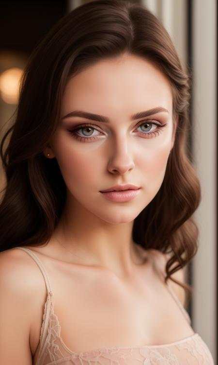 best quality, realistic,high resolution, masterpiece,Classic style photography, 1girl, solo, slim, lewd,beautiful, Ukrainian,blush,dark eyeliner, outlined lips,halter top, prominent tan lines, heavy makeup, perfect nose and lips, preparing for night on the town