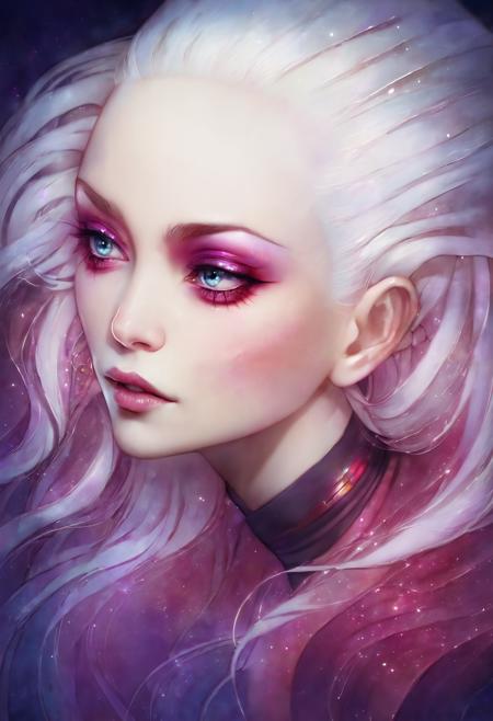 (Mirajane Strauss) futuristic, moody lighting, digital painting by Anna Dittmann, ethereal, best quality, masterpiece