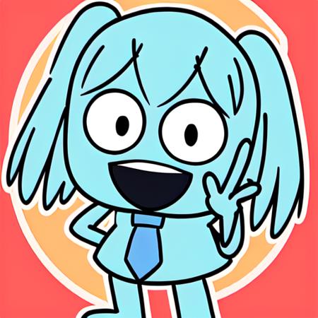 (hatsune miku), vocaloid, (twintails), blue hair, pleated skirt, necktie, chibi, [:(algebralien),:0.15] solo, fullbody <lora:Algebraliens-000002:0.69>