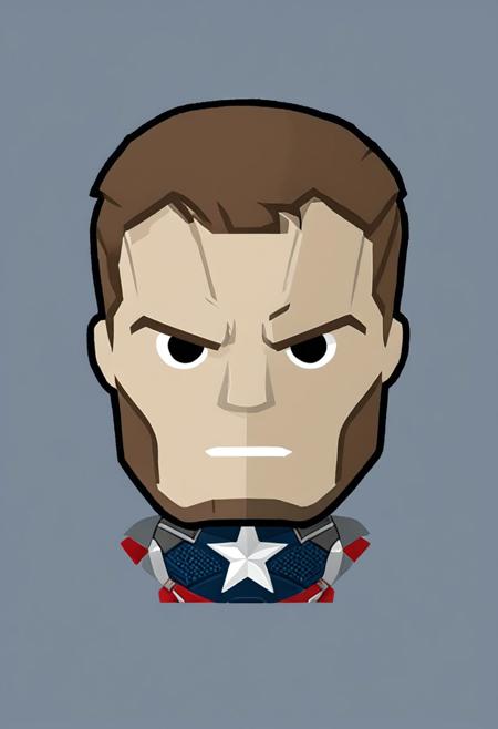 captain america, simple 2d flat design, still from the avengers,  funko, angle profile portrait,  aliasing visible, dribbble,  favicon, stylised, stony<lora:Nerdrawing_geek_drawing_style:1>