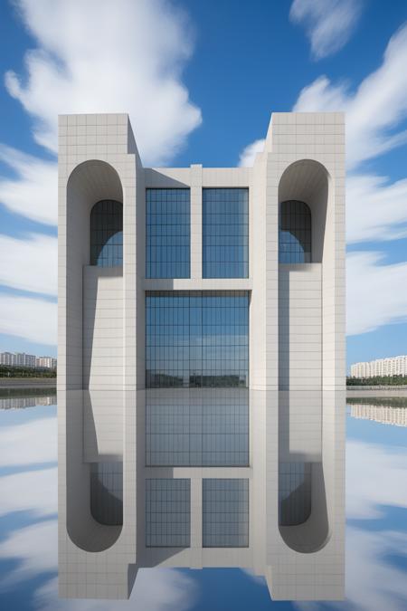 (masterpiece), best quality,8K,zsyixing,building,
no humans, outdoors,
scenery, concrete, cloud, glass, reflection, day, blue sky,<lora:ZSprofiledV1.0-000058:0.5>