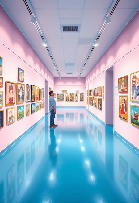 The gallery is a place where works of art in the style of anime\are collected. In the spacious hall, decorated in bright colors, you can see the works of various artists. Each picture tells its own unique story, written in the style of anime.,