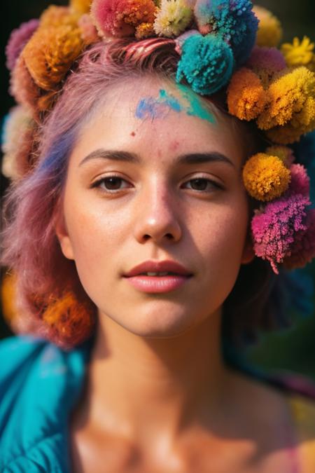 beautiful American college girl, nude, perky medium sized tits, looking at viewer, holi color festival, portrait, hyper detailed, detailed face, candid photo <lora:epiNoiseoffset_v2:1.2>, POV, by lee jeffries, nikon d850, film stock photograph ,4 kodak portra 400 ,camera f1.6 lens ,rich colors ,hyper realistic ,lifelike texture, dramatic lighting , cinestill 800,