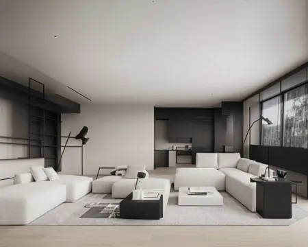 White minimalist style living room