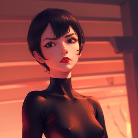 Ashi , short black hair, pointy hair, red lipstick,black eyes, upper body, serious expression,
Asui,black bodysuit,skin tight,
dark caves, red lighting, dark corners,
(insanely detailed, beautiful detailed face, masterpiece, best quality)
<lora:Ashi:0.8>