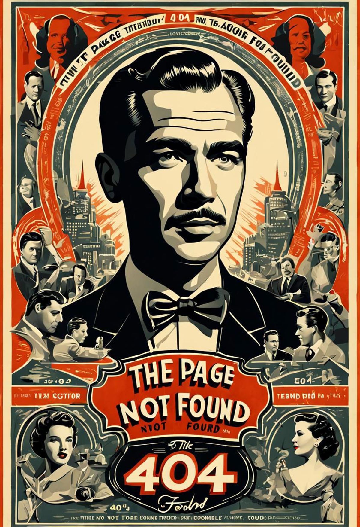 The Page Not Found Poster Featuring a Man in a Tuxedo