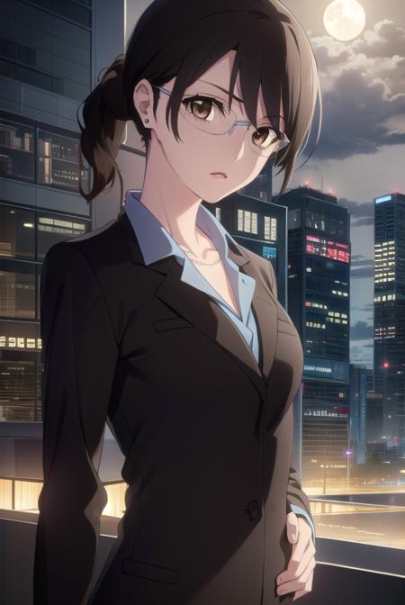 akikikuchihara, <lora:aki kikuchihara s1-lora-nochekaiser:1>,
aki kikuchihara, brown hair, (brown eyes:1.5), glasses, mature female,
BREAK jewelry, earrings, necklace, formal, suit, lipstick, office lady,
BREAK outdoor, city, night, sky, buildings, moon, clouds,
BREAK looking at viewer, (cowboy shot:1.5),
BREAK <lyco:GoodHands-beta2:1>, (masterpiece:1.2), best quality, high resolution, unity 8k wallpaper, (illustration:0.8), (beautiful detailed eyes:1.6), extremely detailed face, perfect lighting, extremely detailed CG, (perfect hands, perfect anatomy),