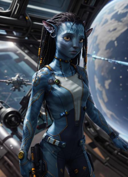 (Masterpiece, High res), <lora:AllOutNa'vi_V1:0.8>, Avatar girl as a nasa astronaut, blue skin, sci-fi, space, portrait, detailed, spaceship, depth of field, detailed, intricate, realistic, beautiful, dynamic pose, AOA, Na'vi,