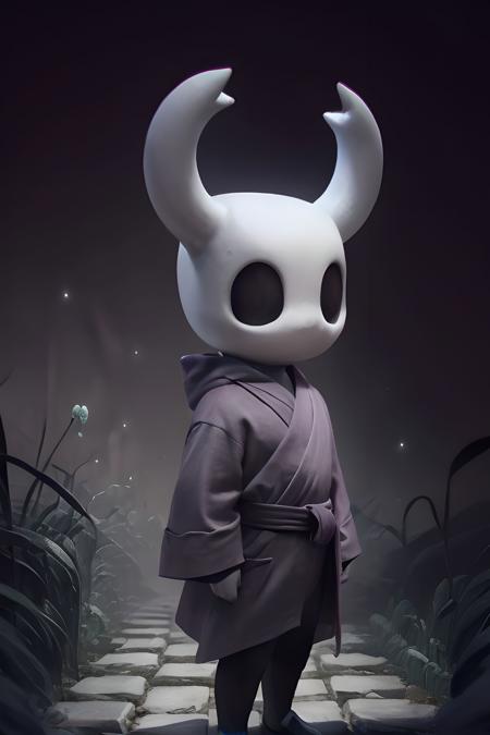 {high quality}, ((no human)), depth of feild, HD, chibi, 
1boy, bug, outdoors, dark theme, robe, horns, <lora:空洞骑士V1128:1>