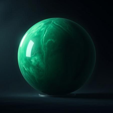Huge jade  orb with black glowing aura. Simple background,  dark background, cinematic view, no more text