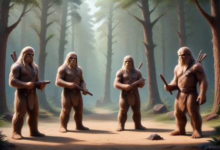 To create an image of obtaining Wroshyr wood from Kashyyyk, consider:
* A dense, vibrant forest with ancient trees
* Wookiees using primitive tools to harvest wood
* A lively atmosphere with community and cooperation
* Incorporate sounds and smells of the forest
* Convey respect and harmony between Wookiees and environment
* Showcase Wookiees' connection to nature and role as guardians
* Depict Wookiees' tools and equipment in a primitive yet effective way
* Emphasize community and cooperation among Wookiees
* Highlight Wookiees' understanding of the forest and its rhythms
* Create a sense of peace and tranquility in the image
* Inspire a sense of wonder and awe with the beauty of the forest
* Use rich textures and details to bring the image to life
* Ensure the overall mood is one of harmony and balance.