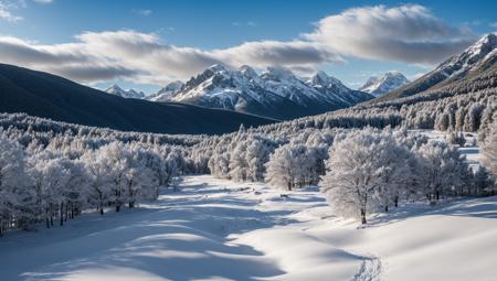 ((masterpiece:1.4,best quality)), cloud,   outdoors
(snowy mountains), spring glade, scenery, sky,
(noon:1.4), high detail, abundant, 8k, high detail, wallpaper