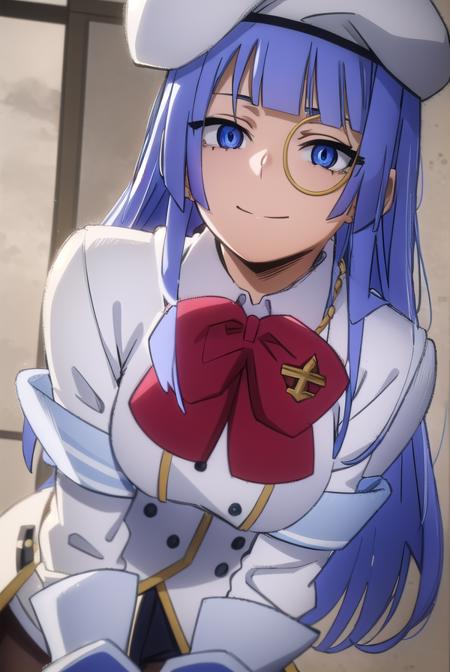 saikointelli, <lora:saiko intelli s3-lora-nochekaiser:1>,
saiko intelli, long hair, bangs, blunt bangs, blue eyes, blue hair, smile,
BREAK gloves, long sleeves, hat, bow, pantyhose, boots, white gloves, bowtie, red bow, beret, white headwear, knee boots, monocle,
BREAK indoors, classroom,
BREAK looking at viewer,
BREAK <lyco:GoodHands-beta2:1>, (masterpiece:1.2), best quality, high resolution, unity 8k wallpaper, (illustration:0.8), (beautiful detailed eyes:1.6), extremely detailed face, perfect lighting, extremely detailed CG, (perfect hands, perfect anatomy),