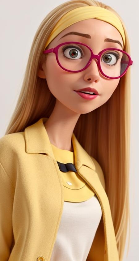 <lora:VRAMsHoneyLemon640:0.5>, 1girl, xyzhoneylemon, long hair, portrait, glasses, masterpiece, hairband, blonde hair, yellow dress, yellow lab coat, white leggings, closeup