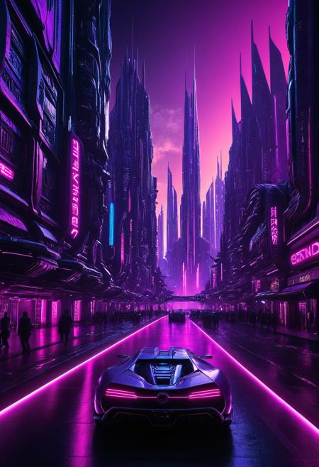 neonpunk style a futuristic city with a futuristic spaceship in the middle,<lora:Metroplex-Futuristic-000006:1>,futuristic city backgrond,futuristic city scape,stunning sci-fi concept art,<lora:Metroplex Base:0.3>,a city,, <lora:Bernardo Cavallino CLIP-000008:1>,Bernardo Cavallino,sci-fi car, . cyberpunk, vaporwave, neon, vibes, vibrant, stunningly beautiful, crisp, detailed, sleek, ultramodern, magenta highlights, dark purple shadows, high contrast, cinematic, ultra detailed, intricate, professional